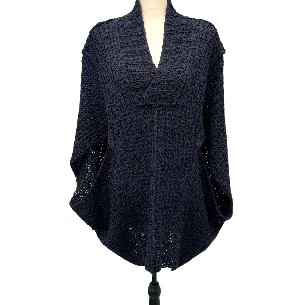 ALL SAINTS NAVY SILK ENEZ JUMPER SWEATER TUNIC - VERY OVERSIZED